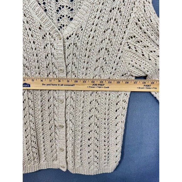 Vintage Eddie Bauer Sweater Cardigan Women’s Medium Beige Legend Knit Button 90s - Picture 5 of 5